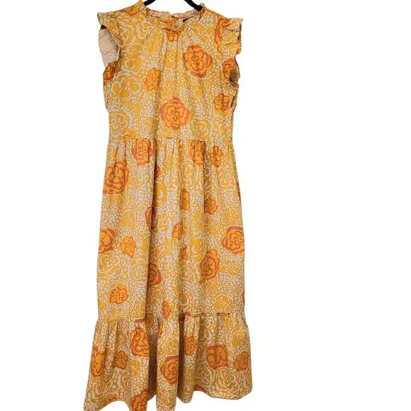 open lace back dress Donna Morgan Twill Square Neck Sleeveless Printed Sheath Midi Dress, Womens, 10, Brown/Blue